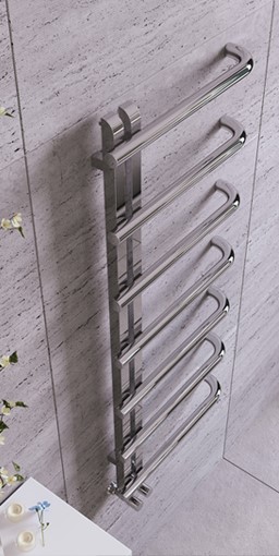 garda curve<br>polished stainless steel<br>towel warmer