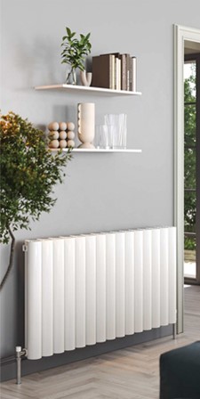 magenta round horizontal white radiator