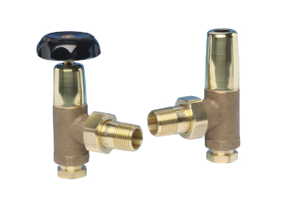 Traditional Style Valve Set Roundhead Angled Polished Brass