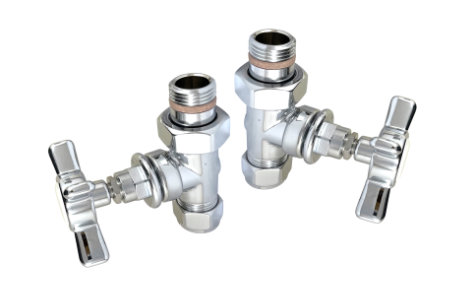Italian Luxury Valve Set ‘X’ Head Straight Chrome